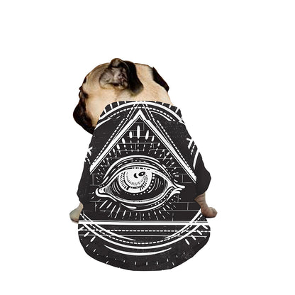 Black And White Eye of Providence Print Dog Zip Up Jacket