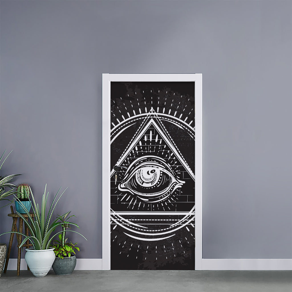 Black And White Eye of Providence Print Door Sticker