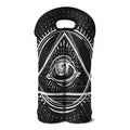 Black And White Eye of Providence Print Double Neoprene Wine Tote