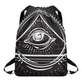 Black And White Eye of Providence Print Drawstring Backpack