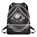 Black And White Eye of Providence Print Drawstring Backpack