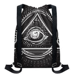 Black And White Eye of Providence Print Drawstring Backpack