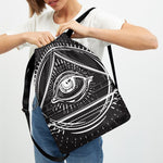 Black And White Eye of Providence Print Drawstring Backpack