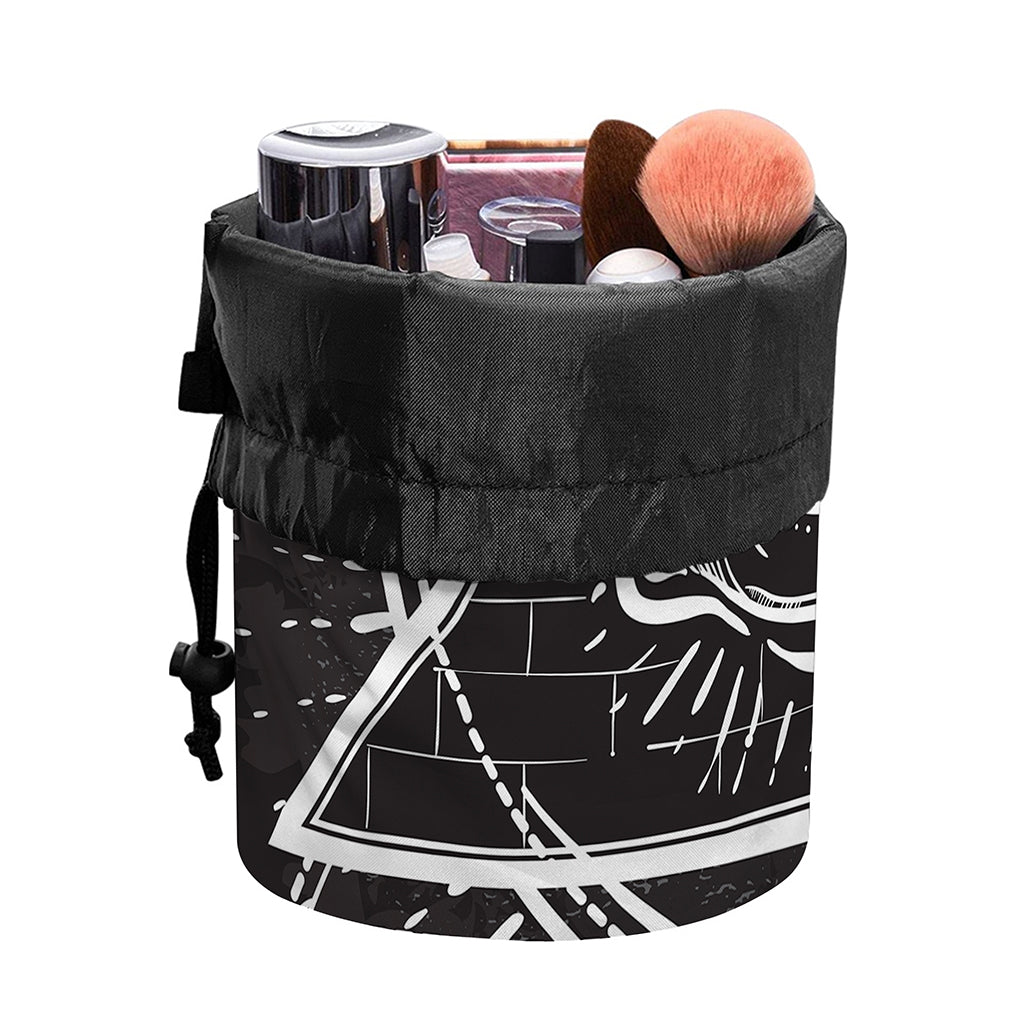 Black And White Eye of Providence Print Drawstring Makeup Bag