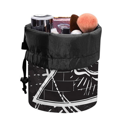 Black And White Eye of Providence Print Drawstring Makeup Bag