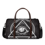 Black And White Eye of Providence Print Duffle Bag