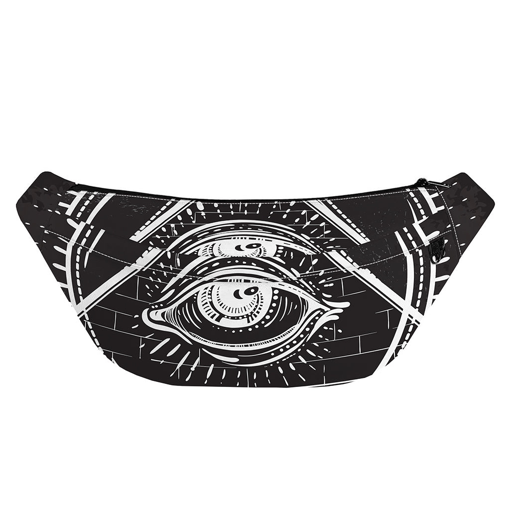 Black And White Eye of Providence Print Fanny Pack
