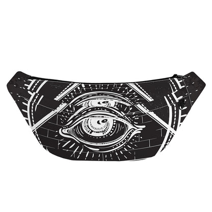 Black And White Eye of Providence Print Fanny Pack