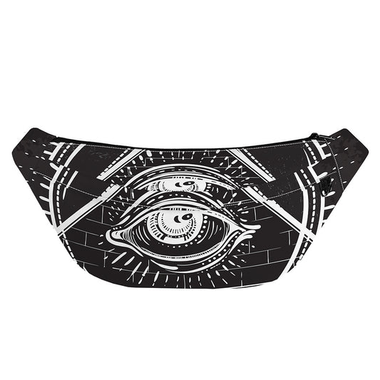 Black And White Eye of Providence Print Fanny Pack