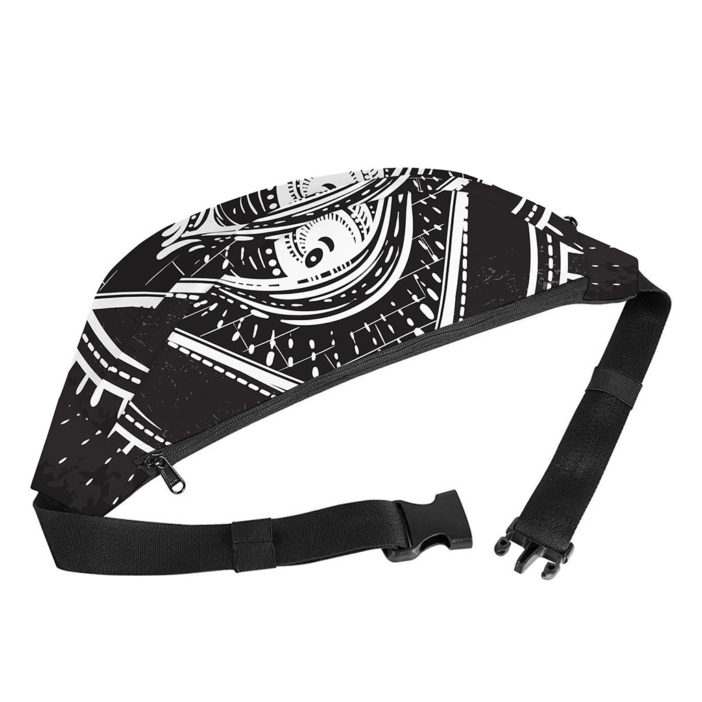 Black And White Eye of Providence Print Fanny Pack