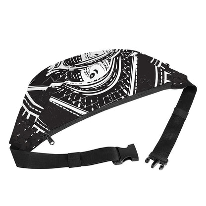 Black And White Eye of Providence Print Fanny Pack