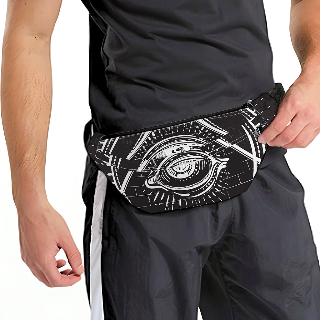 Black And White Eye of Providence Print Fanny Pack