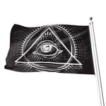 Black And White Eye of Providence Print Flag