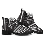 Black And White Eye of Providence Print Flat Ankle Boots