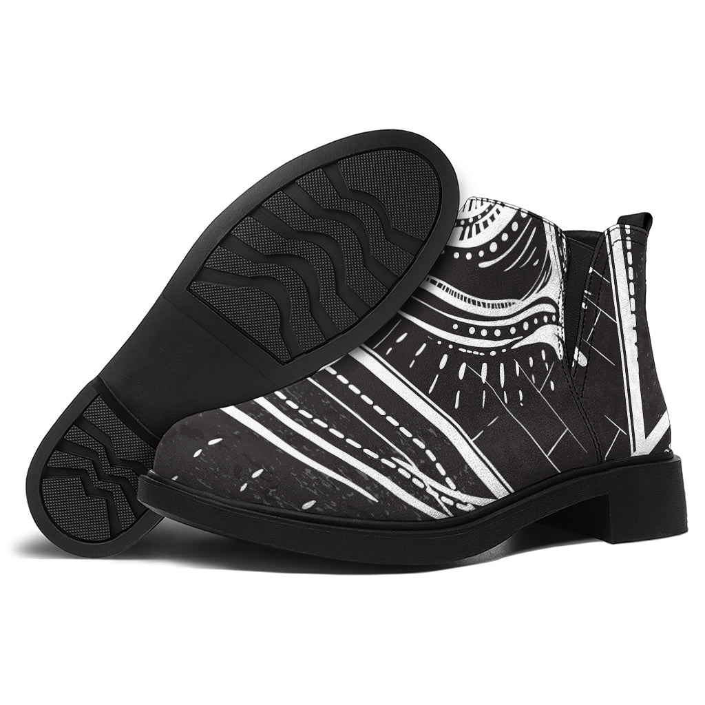 Black And White Eye of Providence Print Flat Ankle Boots