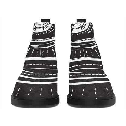 Black And White Eye of Providence Print Flat Ankle Boots