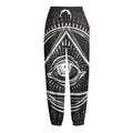 Black And White Eye of Providence Print Fleece Lined Knit Pants