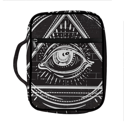 Black And White Eye of Providence Print Front Pocket Bible Bag