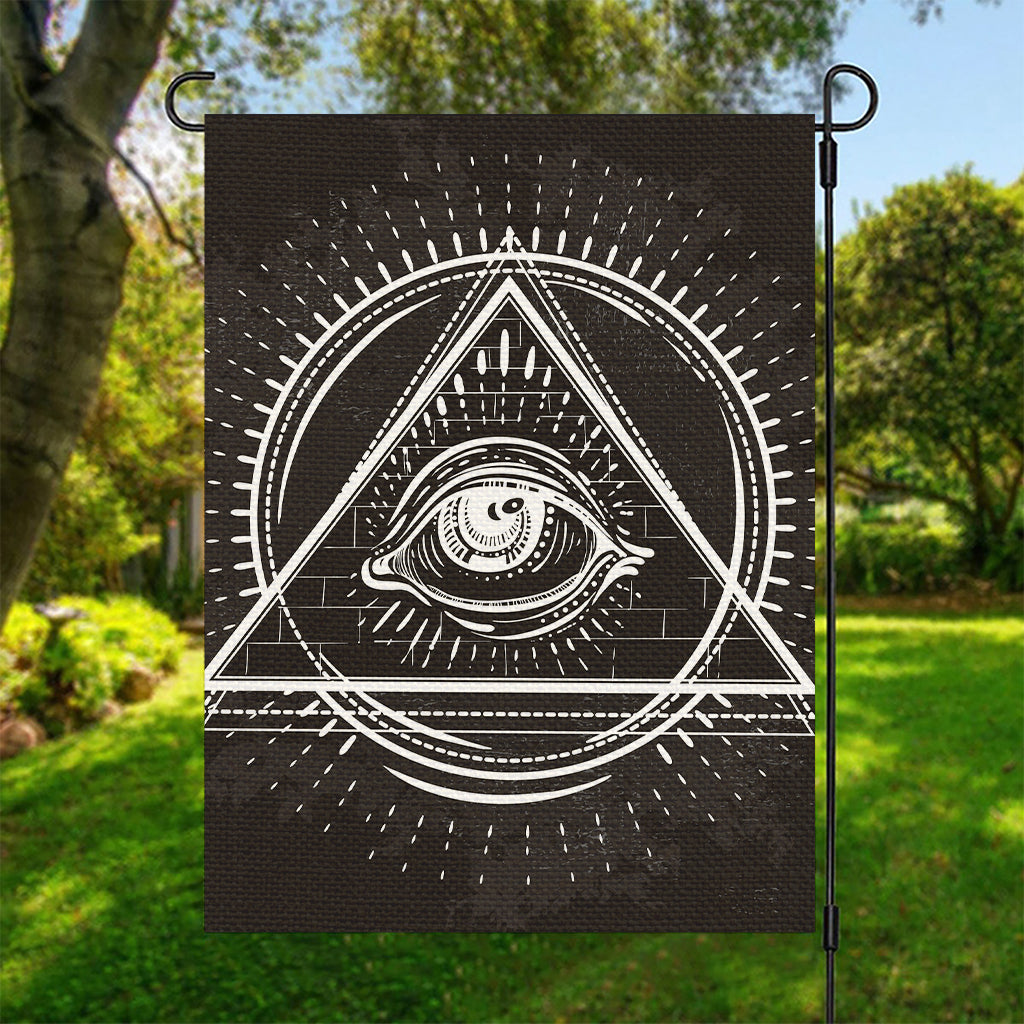 Black And White Eye of Providence Print Garden Flag