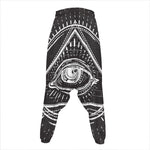 Black And White Eye of Providence Print Hammer Pants