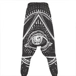 Black And White Eye of Providence Print Hammer Pants
