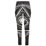 Black And White Eye of Providence Print High-Waisted Pocket Leggings