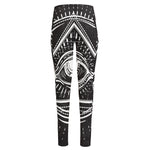 Black And White Eye of Providence Print High-Waisted Pocket Leggings
