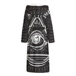Black And White Eye of Providence Print Hooded Bathrobe