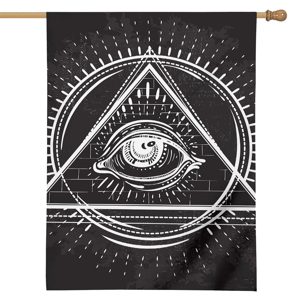 Black And White Eye of Providence Print House Flag