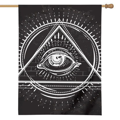 Black And White Eye of Providence Print House Flag