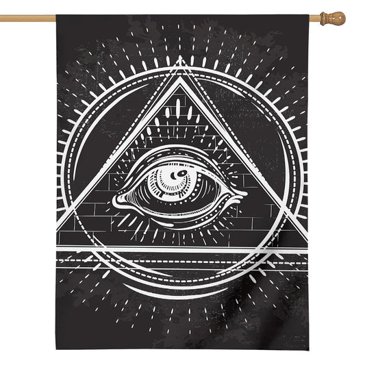 Black And White Eye of Providence Print House Flag