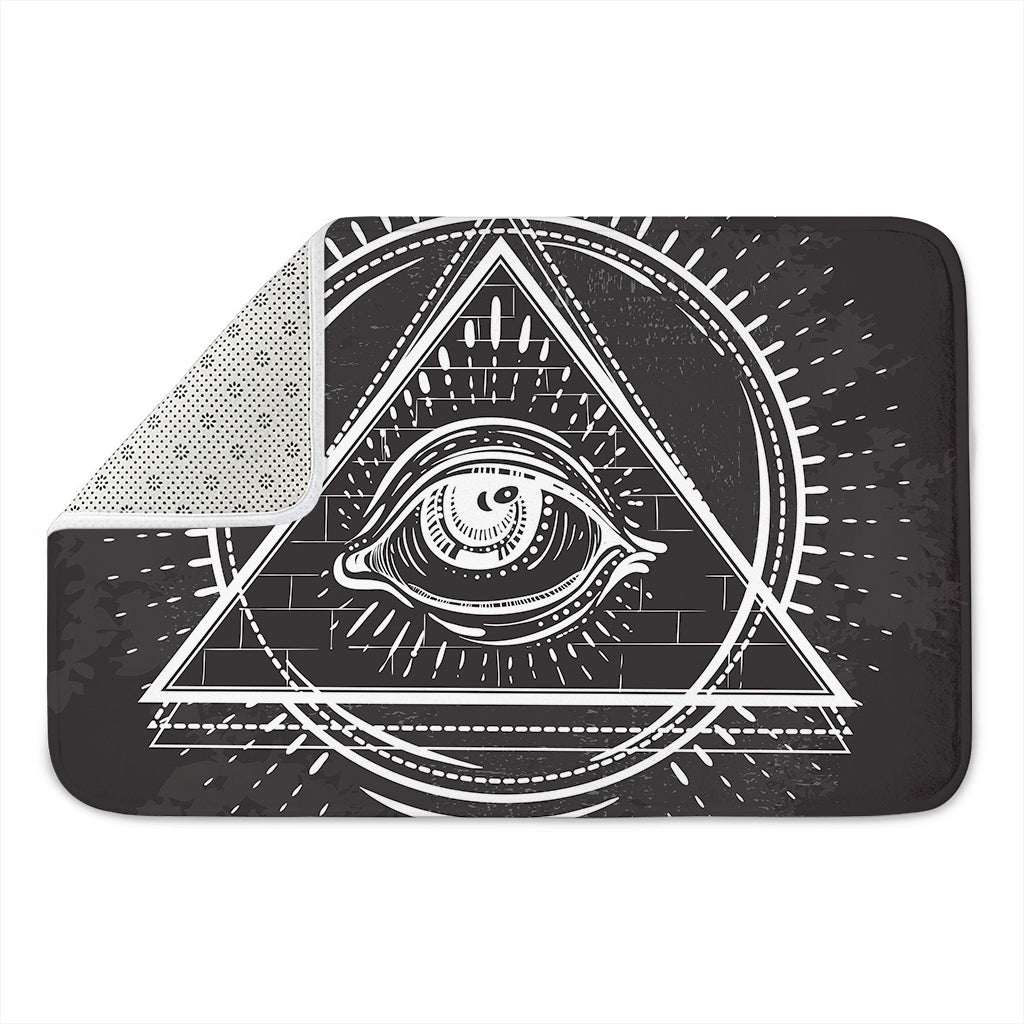 Black And White Eye of Providence Print Indoor Door Mat