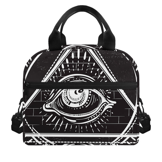Black And White Eye of Providence Print Insulated Lunch Bag