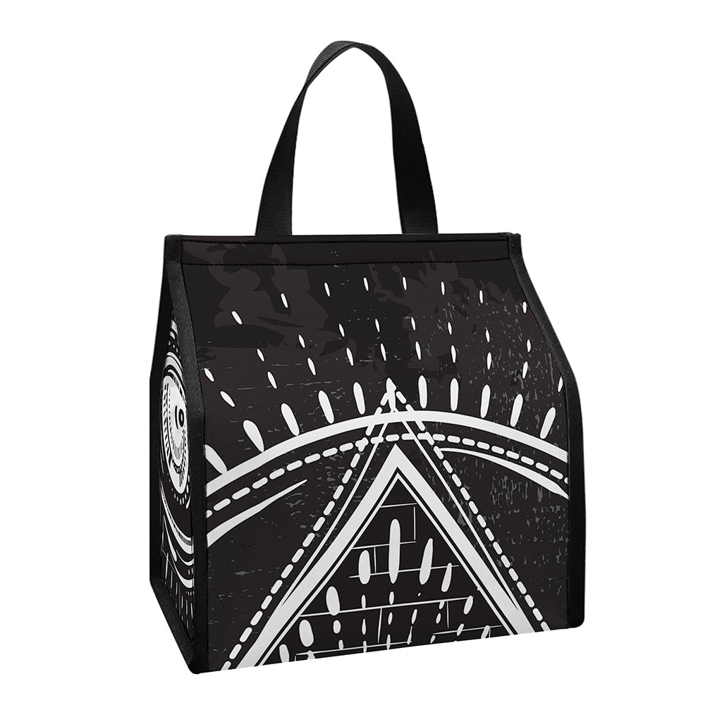Black And White Eye of Providence Print Insulated Lunch Tote