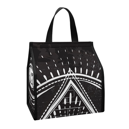 Black And White Eye of Providence Print Insulated Lunch Tote