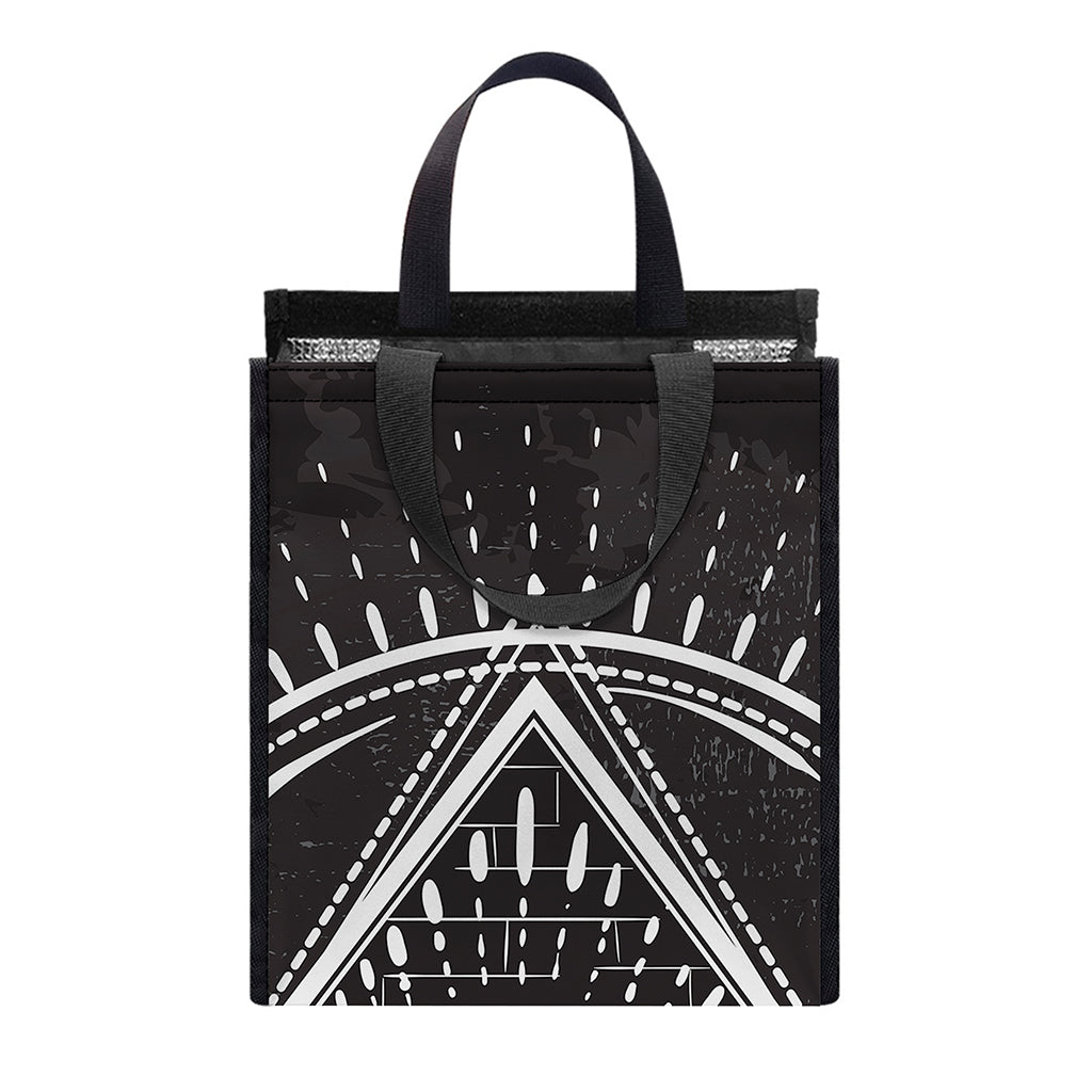 Black And White Eye of Providence Print Insulated Lunch Tote