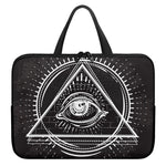 Black And White Eye of Providence Print Laptop Sleeve With Handle