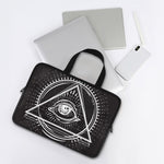 Black And White Eye of Providence Print Laptop Sleeve With Handle