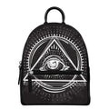 Black And White Eye of Providence Print Leather Backpack