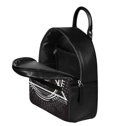 Black And White Eye of Providence Print Leather Backpack