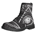 Black And White Eye of Providence Print Lace-Up Boots