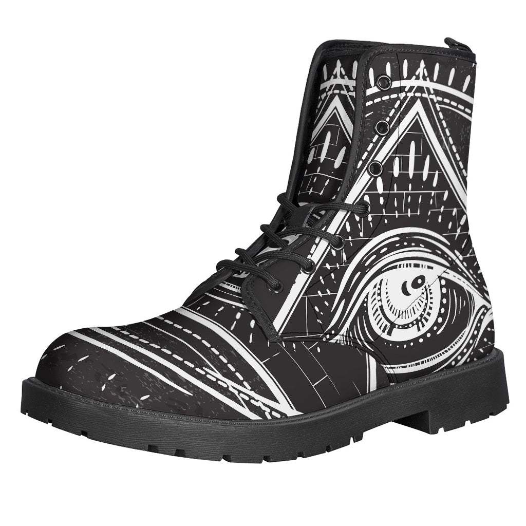 Black And White Eye of Providence Print Backpack