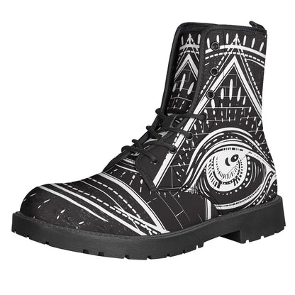 Black And White Eye of Providence Print Backpack