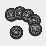 Black And White Eye of Providence Print Leather Coaster Set
