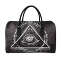 Black And White Eye of Providence Print Leather Duffel Bag