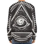 Black And White Eye of Providence Print Long Sleeve Baseball Jersey