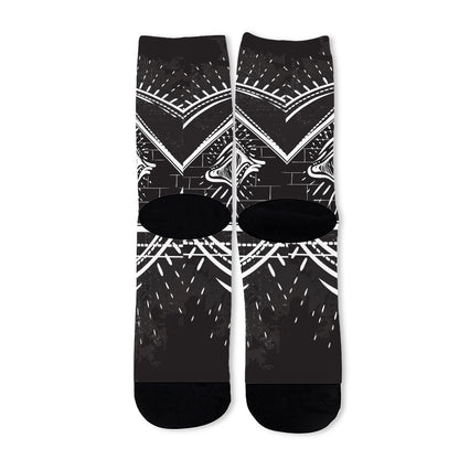 Black And White Eye of Providence Print Long Socks