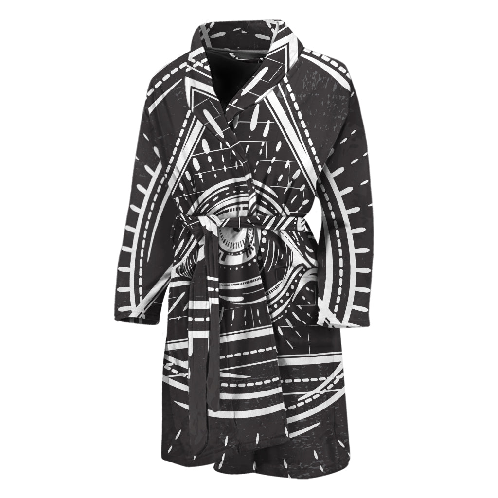 Black And White Eye of Providence Print Men's Bathrobe