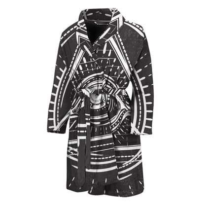 Black And White Eye of Providence Print Men's Bathrobe