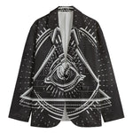 Black And White Eye of Providence Print Men's Blazer